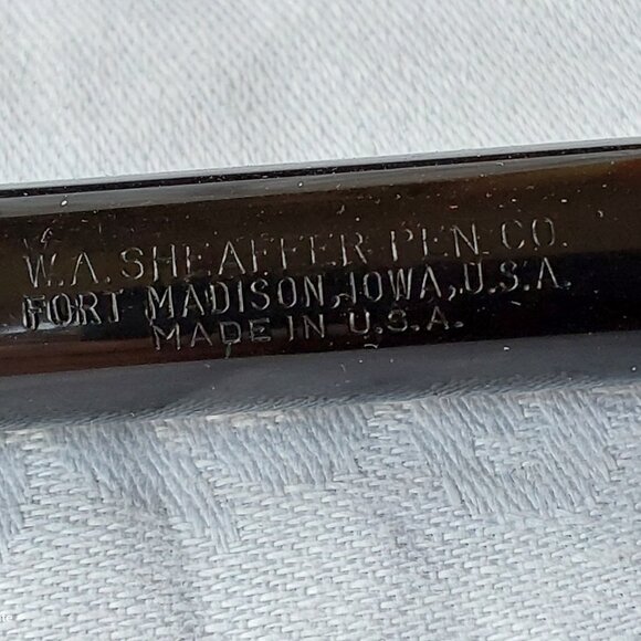 Vtg Schaeffer green marble desk set 2 fountain pens 14K gold nibs midcentury - Picture 6 of 11